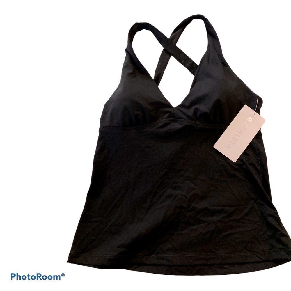 Athleta D-DD Plunge Tankini Black NWT XS Tie Back​